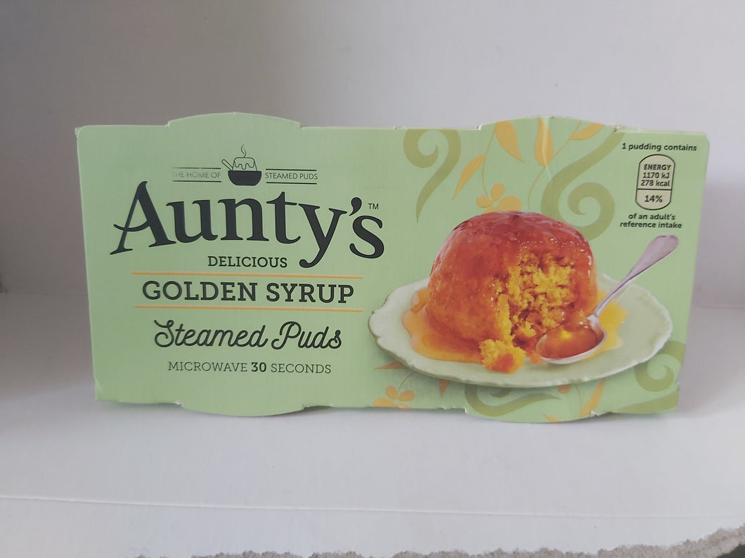 Aunty's Steamed Puds 2 pk  Golden Syrup