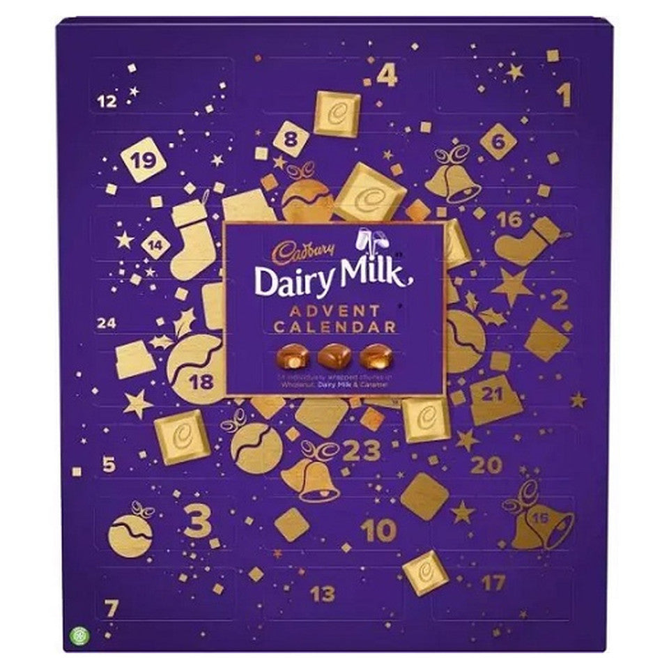 Cadbury Advent Calendar with Wholenut, Dairy Milk and Caramel Chunks 258g